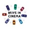 Drive in open air cinema concept