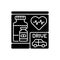 Drive through pharmacy black glyph icon