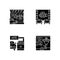 Drive in services black glyph icons set on white space