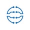 Drive tech creative symbol concept. Autonomous car, futuristic auto technology abstract business logo. Circle technology icon