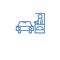 Drive thru restaurant line icon concept. Drive thru restaurant flat  vector symbol, sign, outline illustration.