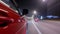 Drivelapse urban look from fast driving car at a night avenue in a city timelapse hyperlapse