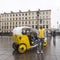 Driver with his minicar in st peterburg