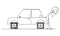 Driver Looking at Car With Square Wheels, Problem, Disadvantage or Weakness of Technology, Vector Cartoon Stick Figure