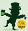 Driver Reminder Safety with Leprechaun Silhouette, Vector Illustration