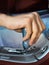 Driver\'s hand changing speed