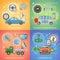 Driverless Car Autonomous Vehicle 2x2 Icons Set