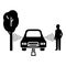 Driverless car object detection icon, simple style