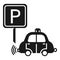 Driverless car parking icon, simple style