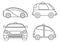 Driverless smart car icon set, outline style