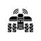 Driverless tractors black glyph icon