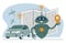 Driverless transport legislation abstract concept vector illustration set. Artificial intelligence