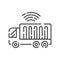 Driverless truck color line icon. Smart cargo shipping assist system. Self driving concept.