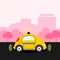 Driverless yellow taxi cab illustration