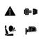 Drivers safety precautions black glyph icons set on white space