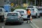 Drivers wait to get tested for Covid-19 at coronavirus drive through testing site in Melbourne