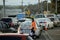 Drivers wait to get tested for Covid-19 at coronavirus drive through testing site in Melbourne