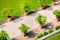 Driveway flower pots seen from above aerial