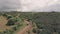 Driving in Aberdare National Park, Kenya, Africa. Aerial drone view fo