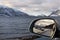 Driving along a fjord in winter Norway