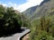 Driving carefully on the mountain road to Cilaos cirque, Reunion