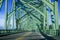 Driving on the Conde B. McCullough Memorial Bridge, Oregon, formerly the Coos Bay Bridge, on a sunny day