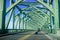 Driving on the Conde B. McCullough Memorial Bridge, Oregon, formerly the Coos Bay Bridge, on a sunny day