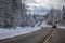 Driving Down a Winding Winter Country Road