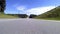 Driving on an empty road through the austrian region waldviertel