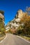 Driving through Foz de Arbayun canyon of Salazar River in the Pyrenees in Spain