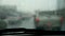 Driving in heavy rainy and slippery road in raining season. Abstract blurred background while raining snap vdo inside car to see
