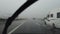 Driving on Italian highway with heavy rain. Driving shot, driver point of view