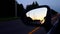 Driving Left Side Mirror During the Evening.  Driver Point of View POV Side View Mirror Night
