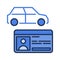 Driving License and Car vector Driver ID concept blue icon