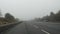 Driving on M1 highway in mist