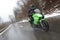 Driving a motorbike in bad weather