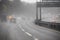 Driving on a motorway in adverse weather conditions