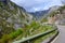 Driving narrow mountain road from Los Arenas to remote mountain village Sotres, Picos de Europa mountains, Asturias, North of