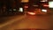 Driving night city car timelapse, streets fly, cars leave traces