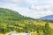 Driving through Norway in summer view of mountains and forests