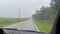 Driving through the rain in the country near Dunnellon, Florida