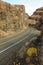 Driving through rock gorge