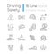 Driving safety pixel perfect linear icons set