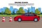 Driving School Banner, Vehicle On Road, Auto Drive Education Practice Exam Concept