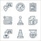 driving school line icons. linear set. quality vector line set such as graduation, cone, instructor, payment, gear, route, pass,