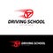 Driving school vector logo. Dynamic car wheel logo design. Training, vehicle, transport and transportation, vector design and