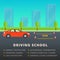 Driving school web banner advertisement design. Car driver class