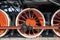 driving wheel of the historic steam locomotive