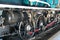 Driving wheels and coupling rods on a steam locomotive made in Japan