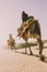 Dromedary with tourist in the thar desert